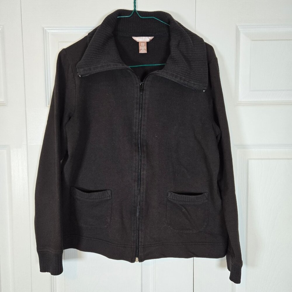 White Stag Zip Up Sweater Black Size Small